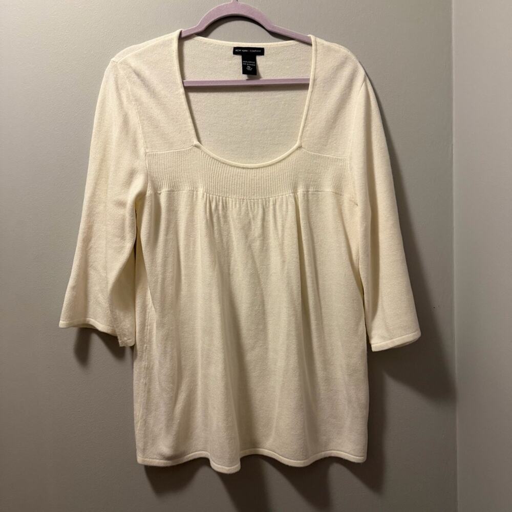 New York and Company cream babydoll tunic sweater top - Picture 5 of 6